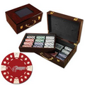 500 Foil Stamped poker chips in glossy wooden case - Diamond design